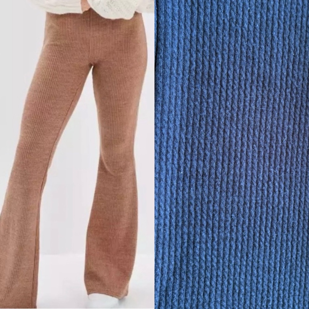 American Eagle Outfitters Blue Knit Flare Pants Leggings